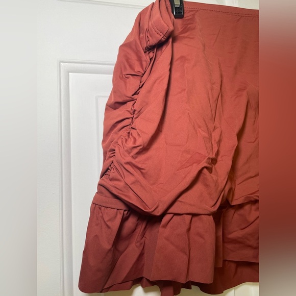 La Blanca Plus Swim Skirt Size 18 Cinnamon Brown Ruched Ruffle Tummy Co… - Picture 4 of 12